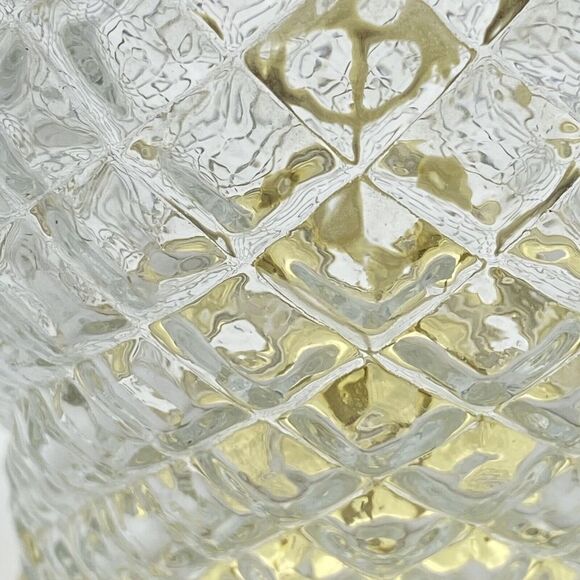 Vtg Table Lamp Chunky Diamond Glass Clear Brass Insert & Base No Shade 90s Y2K - Picture 10 of 13